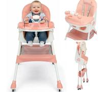 Chaise Haute Baby Maxi 2 En 1 Avec Siège Pliable (Rose)