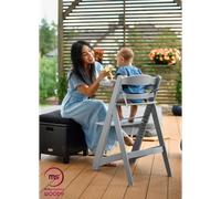 Moby-System - Chaise haute bébé WOODY - Évolutive 12 pos, table amovible, ceinture 3 pts - Gris