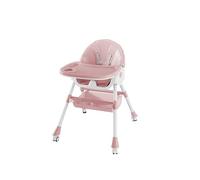 Chaise Haute Bébé 6 en 1 Rose - Multifonction, Plateau, Roues et Fonction Bascule - Siège Évolutif pour Bébé 6M-3Ans