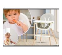Chaise Haute Bébé +6 mois Evolutive, Chaise Enfant en Bois, 2 niveaux, poids max 25 Kg avec Plateau