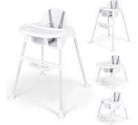 Chaise haute bébé - Chaise enfant 4 en 1 - Plateau amovible - Ceinture de sécurité - À partir de 6 mois - Montage requis - Blanc