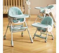 Chaise Haute Bébé Évolutive, Confort Rembourré, avec Plateau Double, 5 mois à 3 ans, 5 à 15 kg, pliage ultra compact, légère.Avec roulettes, 6 en 1, vert