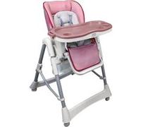 Monsieur Bébé Chaise haute bébé pliable réglable en hauteur avec dossier et tablette Rose