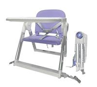 Chaise Haute Bébé Portable Pliable Premium 2 en 1, Rehausseur de Chaise avec Sangles de Fixation, 4 Hauteurs Réglables, Tablette Amovible, Sac de Transport, 6-36 Mois jusqu’à 15 kg (Lilas + Argent)