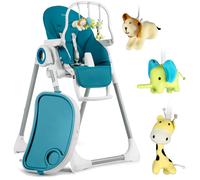 Chaise d'allaitement avec table, fauteuil inclinable Belo bleu foncé + bandeau avec jouets