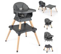 Chaise haute COSTWAY 9 en 1, chaise haute pour enfant avec rehausseur, plateau, ceinture de sécurité et coussin d'assise, chaise haute polyvalente pour enfants de 6 à 36 mois, noir