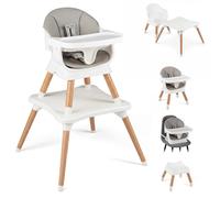 Chaise haute COSTWAY 9 en 1, chaise haute pour enfant avec rehausseur, plateau, ceinture de sécurité et coussin d'assise, chaise haute polyvalente pour enfants de 6 à 36 mois, gris