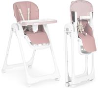 Chaise haute d'alimentation réglable en hauteur sangles en éco-cuir double plateau rose ECOTOYS