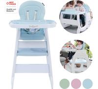 Chaise haute Daliya® MULTIHOK 4 en 1 pour bébés et enfants avec tablette, chaise haute réglable en hauteur avec harnais à 5 points, double plateau, tablette de jeu et tablette d'apprentissage – Bleu