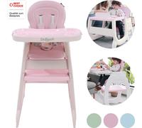 Chaise haute Daliya® MULTIHOK 4 en 1 pour bébés et enfants avec tablette, chaise haute réglable en hauteur avec harnais à 5 points, double plateau, tablette de jeu et tablette d'apprentissage – Rose