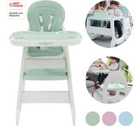 Chaise haute Daliya® MULTIHOK 4 en 1 pour bébés et enfants avec tablette, chaise haute réglable en hauteur avec harnais à 5 points, double plateau, tablette de jeu et tablette d'apprentissage – Vert