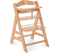 Chaise haute en bois Alpha avec harnais à 5 points, adaptée aux enfants pesant jusqu'à 90 kg et âgés de 0 à 9 ans, pour accompagner naturellement la croissance de l'enfant