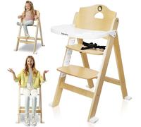 Lionelo Chaise haute Floris en bois évolutive 6 mois-12 ans Blanc Naturel