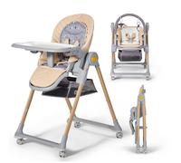 Chaise Haute Et Transat Lastree 2 En 1 Avec Hauteur Réglable, Dossier Inclinable Et Harnais 5 Points Beige TU