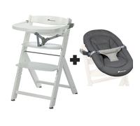 Chaise haute évolutive 2-en-1 Timba 2 White + transat Tinted Graphite