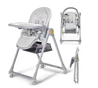 Kinderkraft LASTREE Chaise haute bébé evolutive de la naissance 2 en 1, Transat bébé avec Arche 2 jouets, Pliable, Position allongée, Réglable, Gris