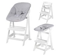 Chaise Haute Évolutive Born Up Avec Transat Déperlant Et Inclinable Roba Style Blanc - Gris Argenté TU