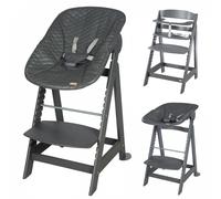 Chaise haute évolutive 2en1 Born Up gris Graphite matelassé