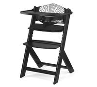 Kinderkraft ENOCK Chaise Haute Bébé, 3 en 1, avec Coussin en Bois Naturel, Évolutive, Réglage, Noir