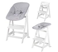 Chaise Haute Évolutive Born Up Avec Transat Déperlant Et Inclinable Roba Style Blanc - Gris Argenté TU