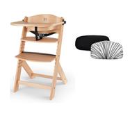 Chaise haute évolutive Enock naturel + coussins black et plateau