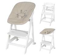 Chaise Haute Évolutive Et Inclinable Avec Transat Déperlant Born Up Blanc - Grège TU