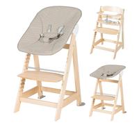 Chaise Haute Évolutive Et Inclinable Avec Transat Déperlant Born Up Naturel - Grège TU