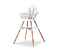 Childhome Chaise haute Evolu 2 – Évolutive 2 en 1, Hêtre, Harnais 5 points, Naturel/Blanc