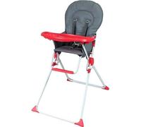 Chaise Haute Fixe Bambisol, 6-36 Mois, Réglable 6 Positions, Assise PVC, Tablette Amovible, Pliage Compact, Gris et Rouge