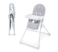 Chaise haute Kinderkraft BINCI - Pliable, ultralégère (5 kg), plateau réglable sur 3 positions avec porte-gobelet, harnais 5 points, gris clair