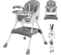 Chaise haute Koopiez - À partir de 6 mois - Pliable - Grand tapis antidérapant - Porte-jouets
