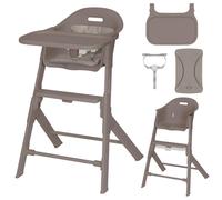 Chaise haute Lionelo Beny avec harnais 3 points, plateau et repose-pieds réglables, peu encombrante, 6 à 36 mois jusqu'à 15 kg - Beige taupe