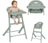 Chaise haute Lionelo Beny avec harnais 3 points, plateau et repose-pieds réglables, peu encombrante, 6 à 36 mois jusqu'à 15 kg - Vert