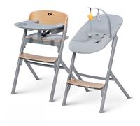 Kinderkraft Chaise haute LIVY + Transat CALMEE, pour toute Famille jusqu’à 110 kg, Réglage, l’ergonomie, Bois