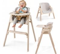 Chaise haute pliable Moby-System LUMO 3 en 1 – Chaise haute pour bébés et enfants, 2 hauteurs, avec plateau et harnais 5 points, beige