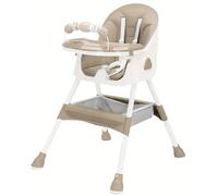 Chaise haute pliable pour bébé - Rehausseur E500 - Structure métallique - Grande base antidérapante - Porte-jouets - Facile à nettoyer - 1 à 2 ans - Kaki foncé