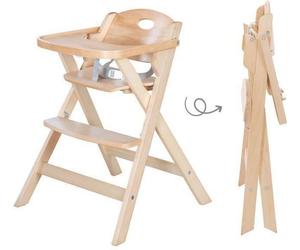 Chaise Haute Pliable, ROBA FOLD UP SMART, Plateau Repas, Harnais de Sécurité, Bois Naturel