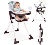 Chaise haute pliante avec jouets, tablette réglable et harnais de sécurité