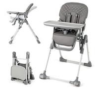 Chaise haute pliante pour jeunes enfants COSTWAY Chaise haute portable réglable avec repose-pieds plateau amovible, coussin d'assise enPolyuréthanefacile à nettoyer