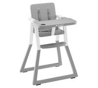 Chaise haute pliante Tulano Morsel 25 | Peu encombrante et pliable | de 6 mois à 3 ans | Plateau amovible | Harnais 5 points | Gris/Blanc
