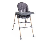 Chicco Polly Essential Chaise Haute pour Bébés de 0 Mois à 15 kg, Chaise haute évolutive, 3 Positions d'Inclinaison, 7 Niveaux de Hauteur, Pliable et Compacte, Tissu en Polyester Recyclé, Gris foncé