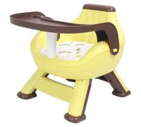 Chaise haute pour bébé avec dossier, coussin insonorisant, protection de la colonne vertébrale, plateau d'alimentation au sol, jaune