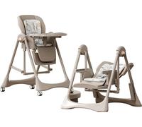 Chaise haute pour bébé, Confort ergonomique, Design polyvalent, CZY8121-KHAKI（Style balançoire et chaise à bascule）