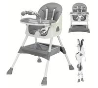 Chaise haute pour bébé - Rehausseur E500 - Pliable - Double plateau - Porte-jouets - Facile à nettoyer - 1 à 2 ans - Convertible - Gris