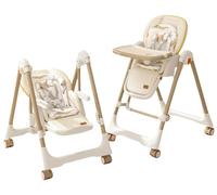 Chaise haute pour enfant - 2 en 1 : chaise haute et transat - Réglable en hauteur - Pliable - Facile à transporter - Blanche