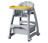 Chaise haute pour enfant avec 3 plateaux repas interchangeables, harnais de sécurité à 5 points, roues verrouillables et un plateau amovible, adaptée aux enfants de 6 mois à 3 ans