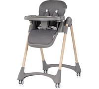 Chaise haute pour enfant Chipolino Candy Shop, 4 roues, réglable, repose-pieds, pliable, gris argenté