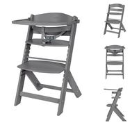 Chaise haute pour enfant Kikka boo Nordy en bois, avec repose-pieds et assise réglable, gris