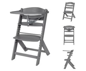 Chaise haute pour enfant Kikka boo Nordy en bois, avec repose-pieds et assise réglable, gris