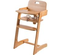 Chaise haute pour escalier « Kid Up » de roba, bois massif, naturel, chaise haute évolutive pour bébés et enfants
